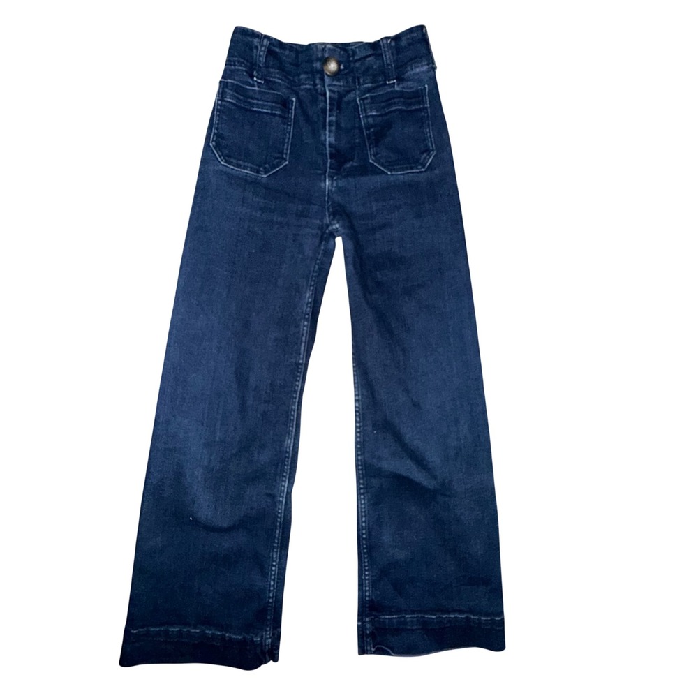 Maeve The Colette High-Rise Wide-Leg Cropped Jeans Boho Minimalist 23 Dark Blue
